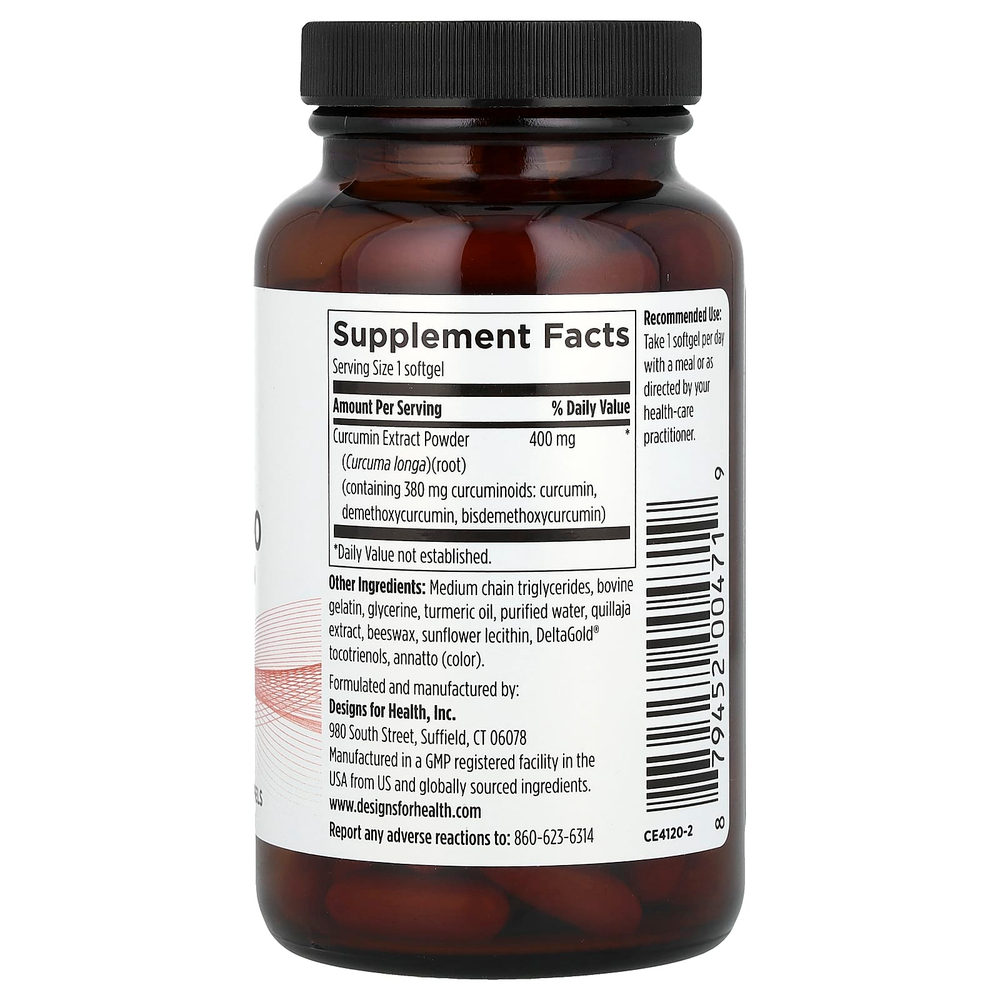 Designs For Health, Curcum-Evail® 400, куркумин, 120 капсул (400 мг в 1 капсуле)