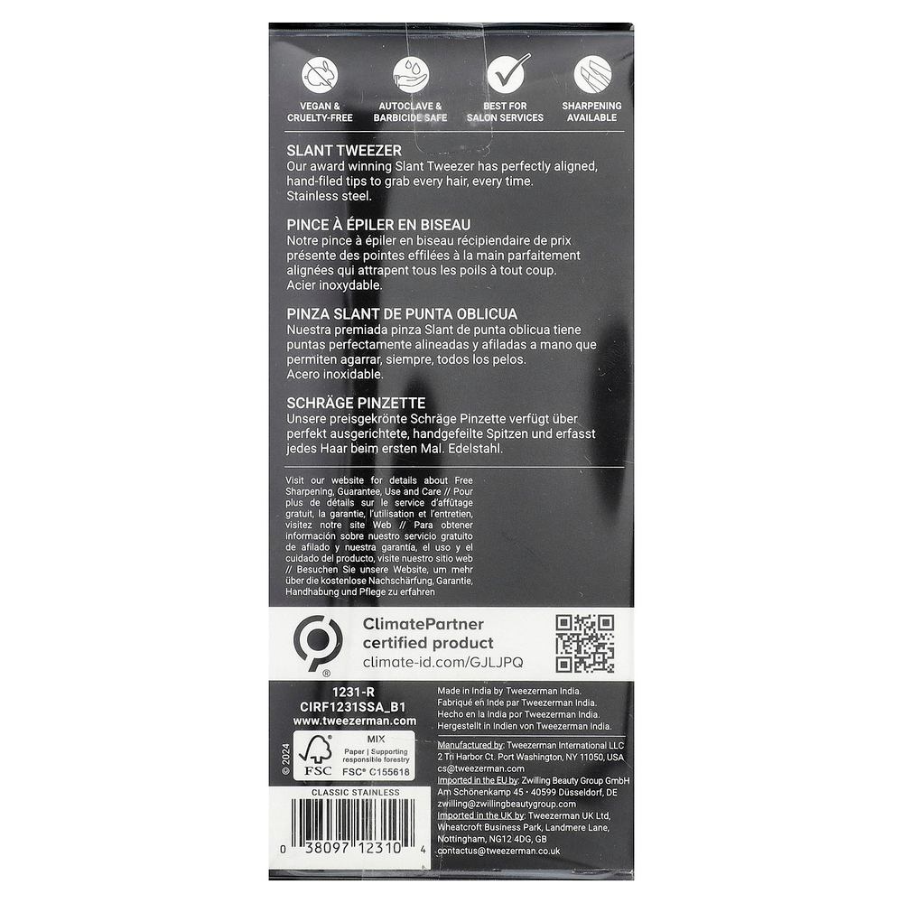 Tweezerman, косой пинцет, 1 шт.
