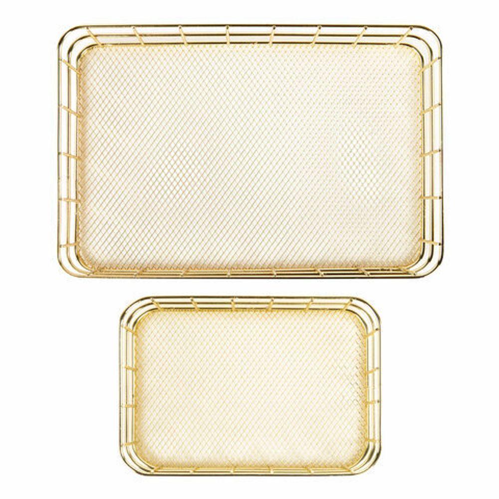 Органайзер для косметики корзинка 2 штуки из металла MONTE VITA, 24х16х6,3 см + 17х12х6 см, золото, 272483