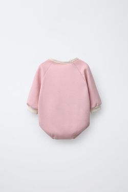 ZARA КОМБИНЕЗОН С КОНТРАСТНОЙ ОТДЕЛКОЙ, РОЗОВЫЙ