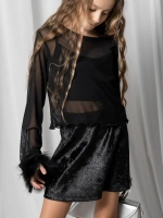 Юбка для девочки черная блестящая