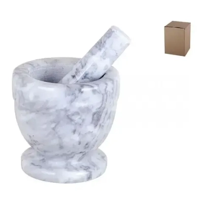 Ступка с пестиком 10см мрамор серая