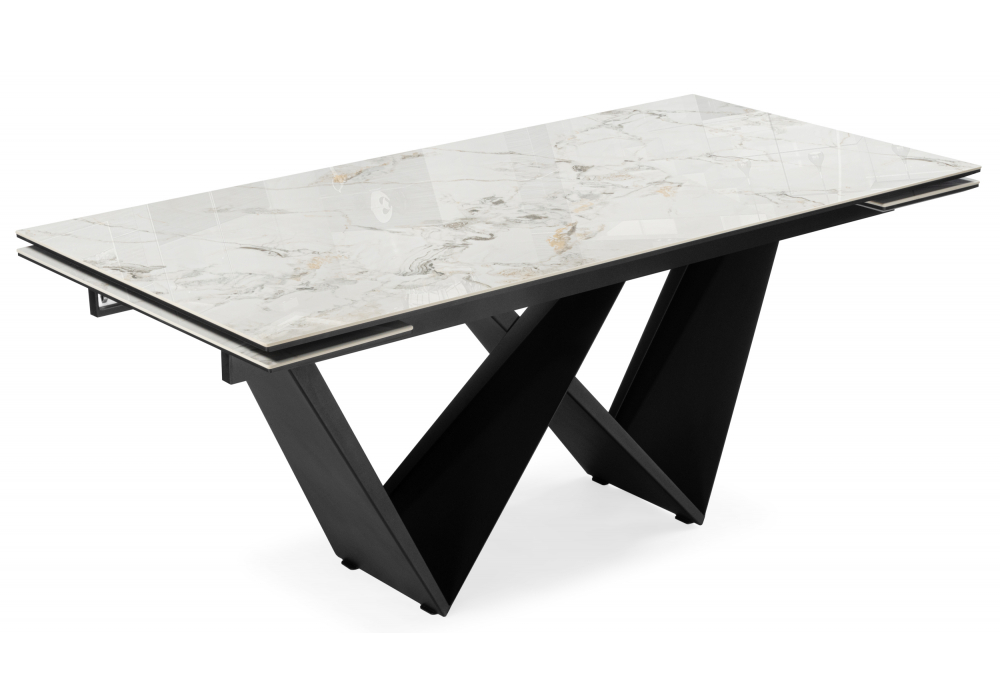 Керамический стол Woodville Бор 180(240)x90 cold jade, черный