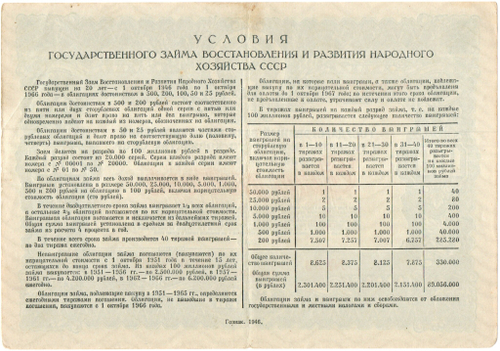 Облигация 100 рублей 1946 год. Государственный заем восстановления и развития народного хозяйства. Серия № 017882