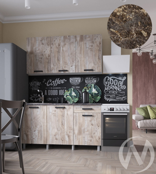 Кухня Элиана 1.5м (корпус белый/дуб юкон) 38мм королевский опал