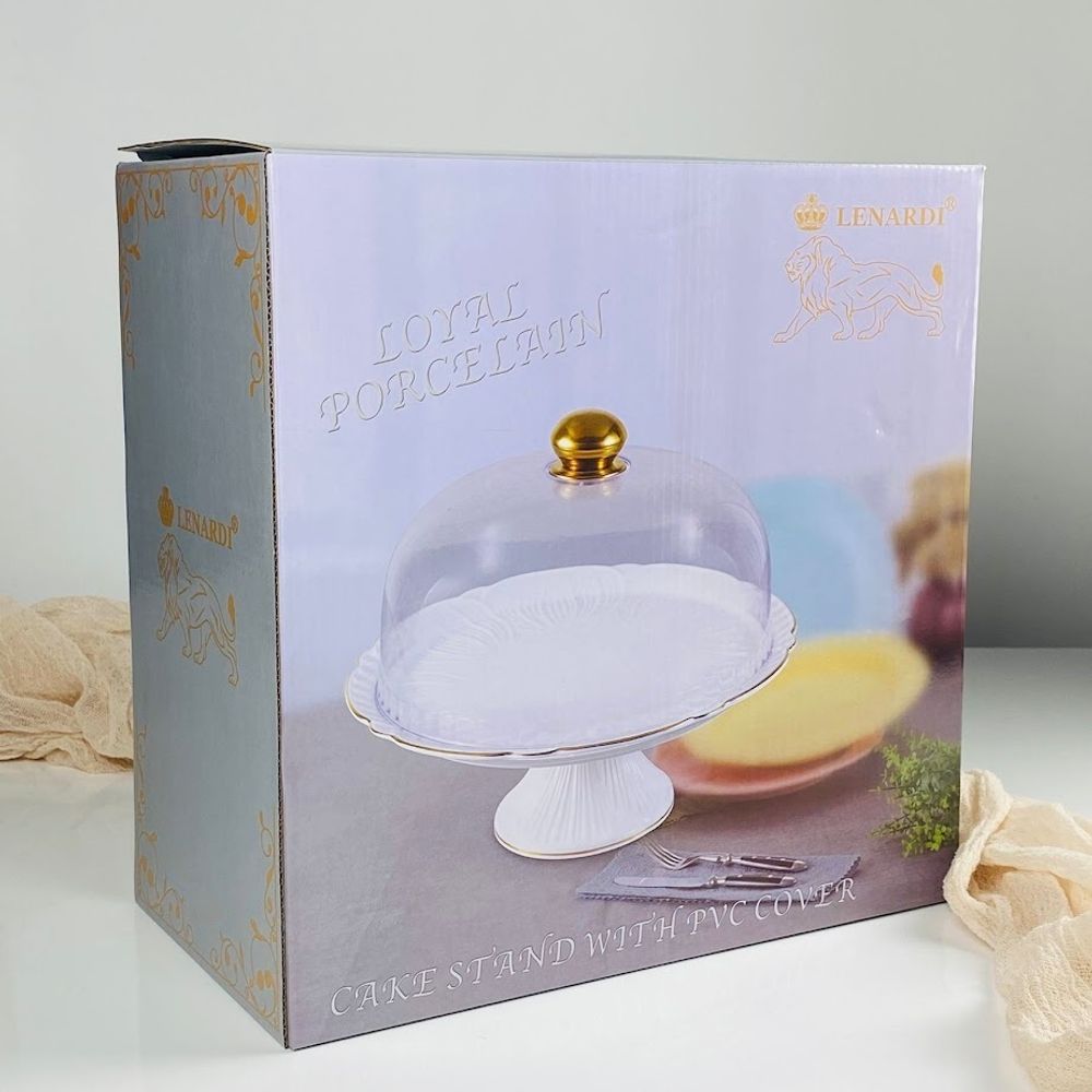 Lenardi 109-270 Тортовница 30,5см на ножке с крышкой ORCHIDEA в под.уп.(х4)Фарфор