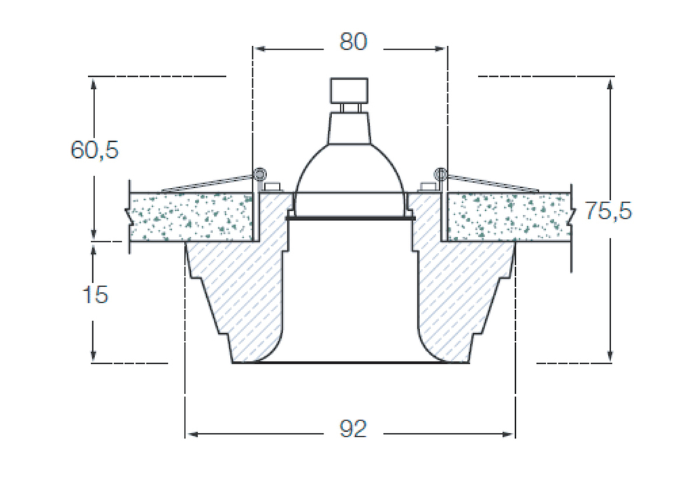 Светильник встраиваемый гипсовый  под сменную лампу
