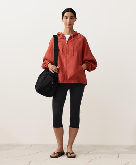 Oysho Куртка с капюшоном в полоску из 100% льна, красноватый