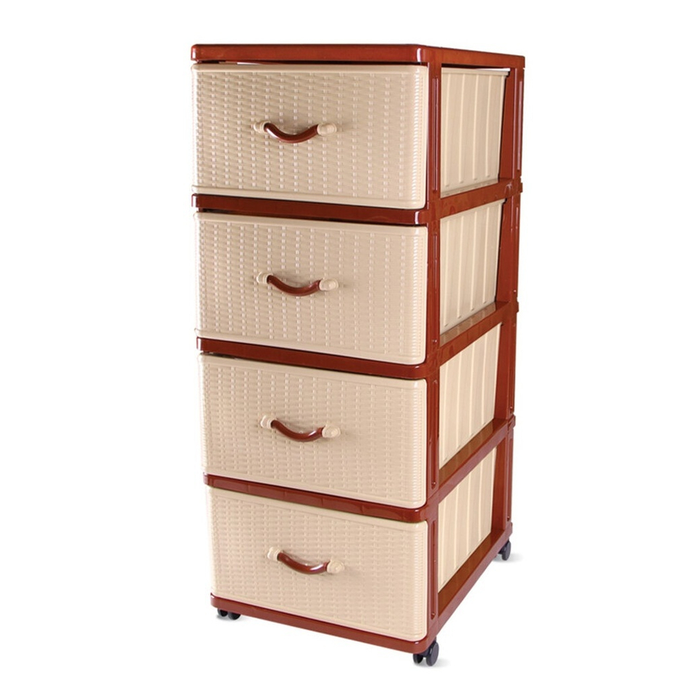 Комод 4-х секционный "Панельный", черно-белый