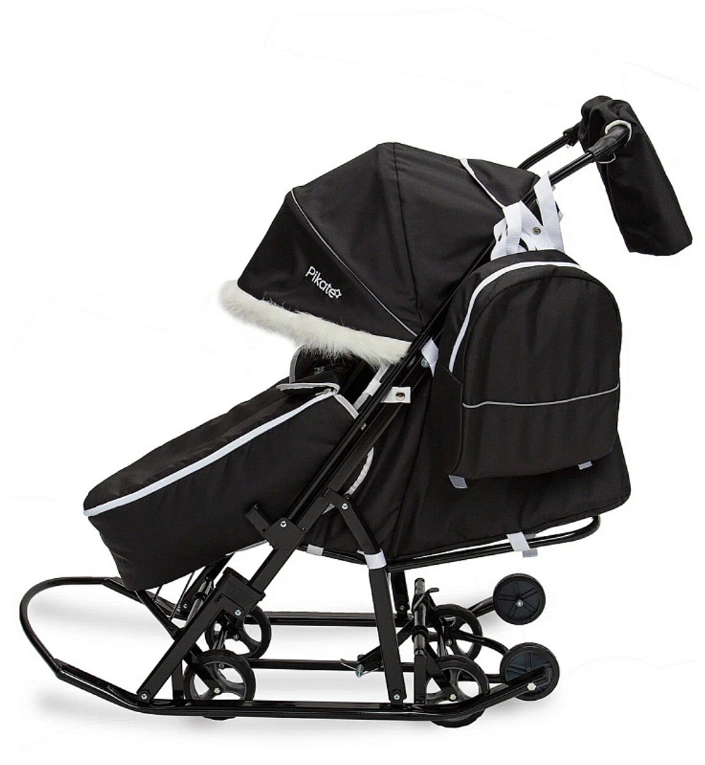 Детские санки-коляска Pikate Arctic (Арктик) чёрный