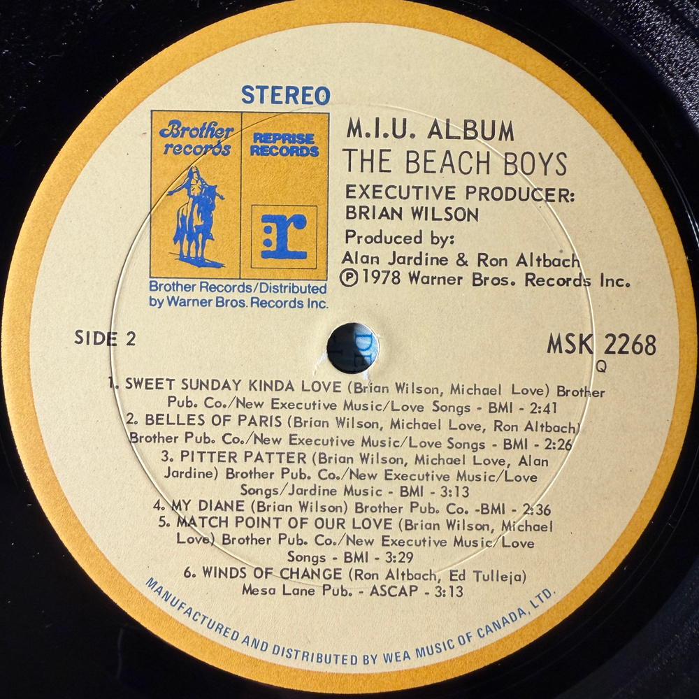 The Beach Boys ‎– M.I.U. Album (Канада 1978г.)