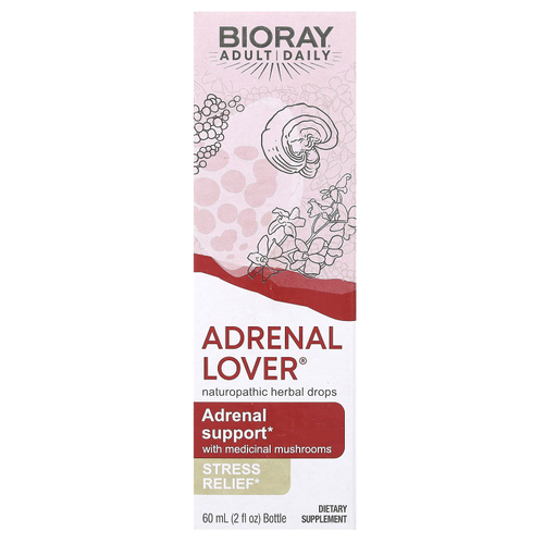 Bioray, Adrenal Lover, добавка для поддержки здоровья надпочечников с полезными грибами, 60 мл (2 жидк. унции)