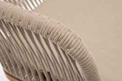 "Лион" стул плетеный из роупа, основание дуб, роуп бежевый круглый, ткань бежевая 035