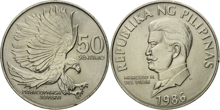 Филиппины 50 сентимо, 1983 - 1990 Орел XF