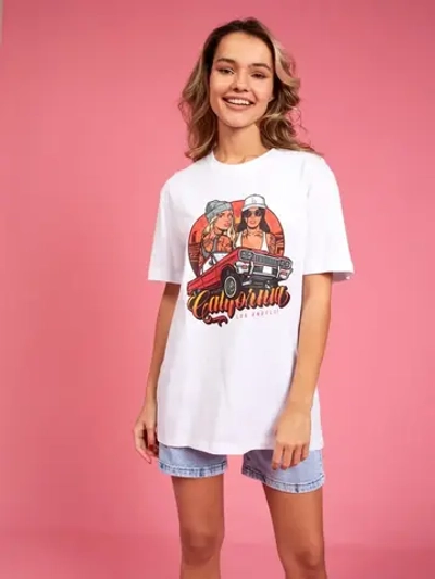 Футболка женская оверсайз белая с принтом лос анджелес