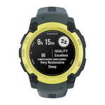 Спортивные часы Garmin Instinct E, 40 мм, силиконовый ремешок сумеречного цвета Безель цвета «электрический лайм». Ремешок с классической застёжкой — на запястье обхватом 107–179 мм