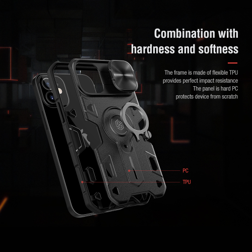 Чехол для iPhone 12 mini от Nillkin серии CamShield Armor Case с кольцом и защитной шторкой для задней камеры