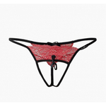 Трусики с доступом и красным кружевом Le Frivole Easy to love (S/M, 42-44)