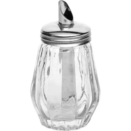 Сахарница-дозатор «Мини» стекло,сталь нерж. 150мл D=6,H=12,L=6,B=6см прозр.,металлич