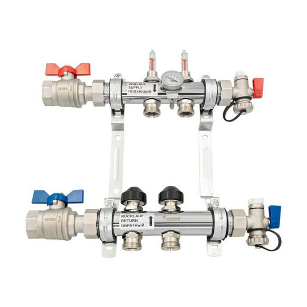 Коллекторная группа для теплого пола РЕХАУ HKV-D - 1" на 2 контура 3/4"EK (нерж. сталь)