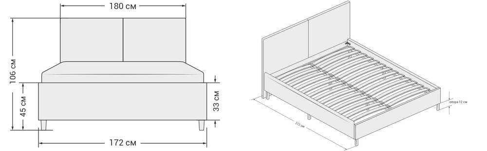 Лео Кровать 160 Вельвет Корд графит
