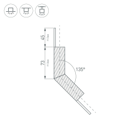 Угол PLS-LOCK-H25-L135W внешний (с экраном MAT-L) (Arlight, Металл) 026137