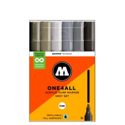 Набор маркеров Molotow ONE4ALL 227HS - 6шт Grey-Set (4мм)
