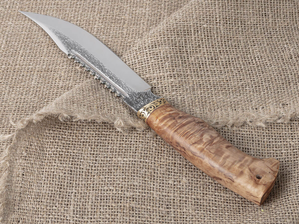 Нож "Алтай", сталь Bohler N690, рукоять естественная стабилизированная береза