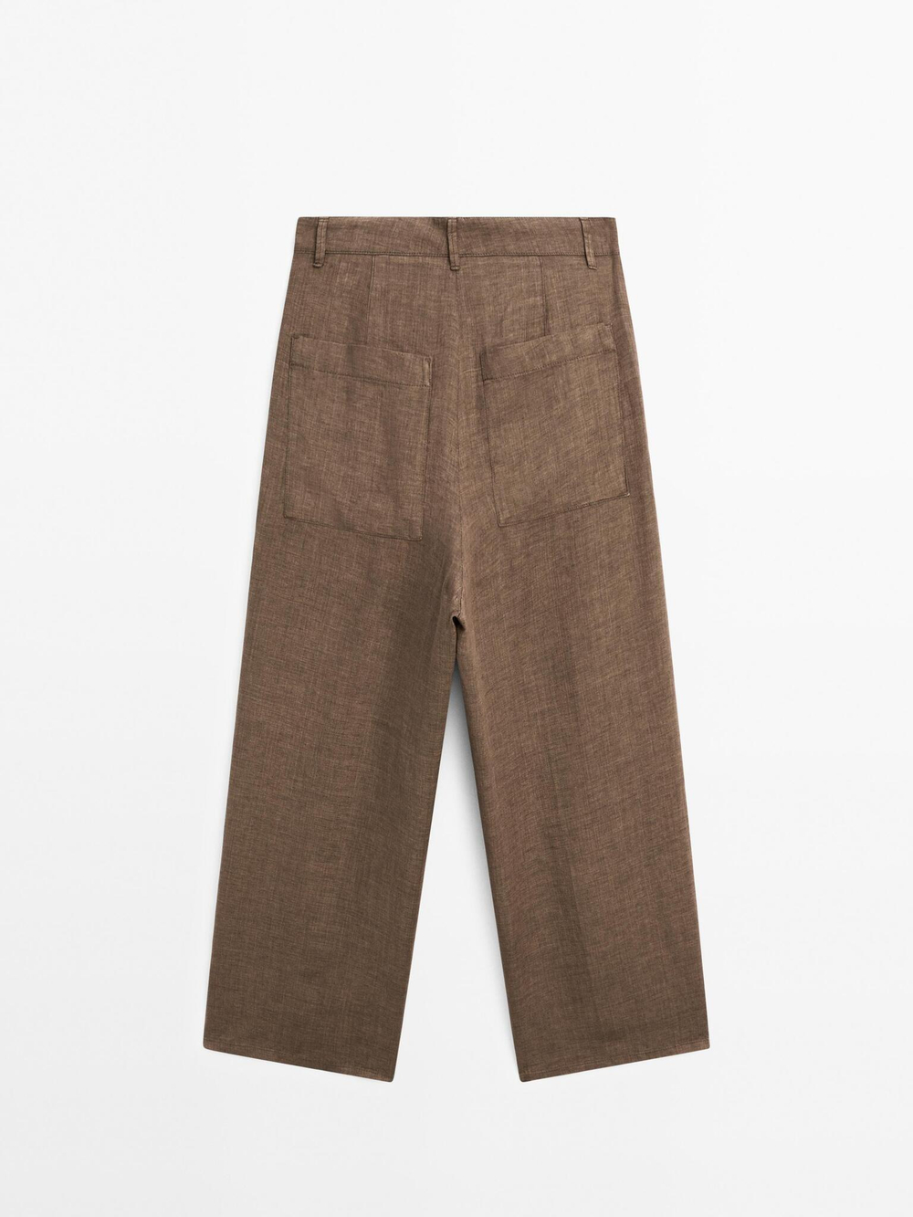 Massimo Dutti Брюки широкие из 100% льна, коричневый