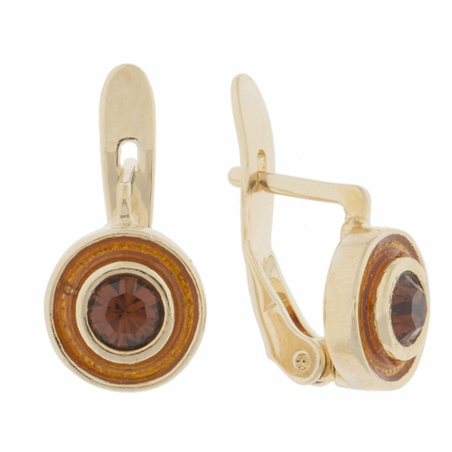 "Мансо" серьги в золотом покрытии из коллекции "Мариот" от Jenavi  с английским замком