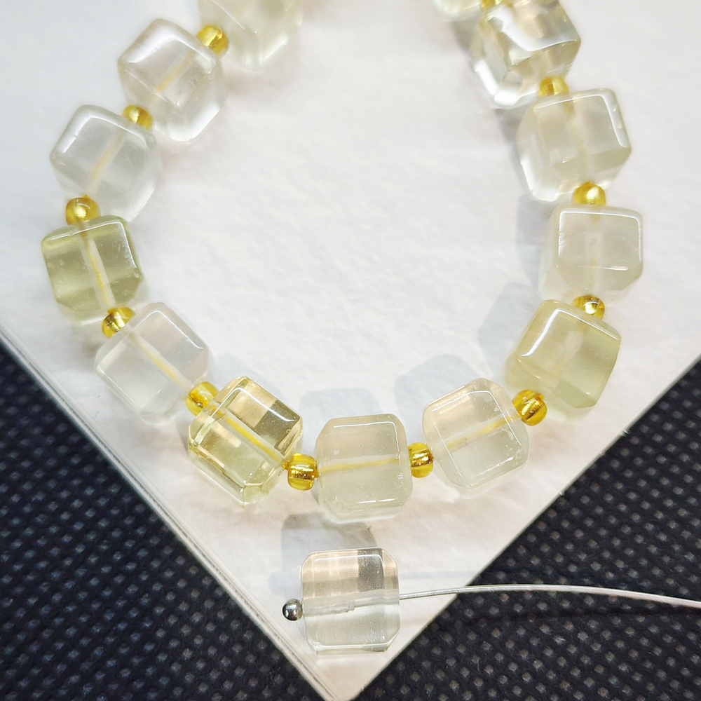 Кварц лимонный, бусина кубик 8мм, штучно