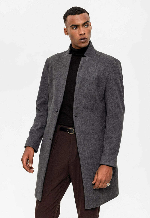 Мужское пальто (темно-серое) Т22