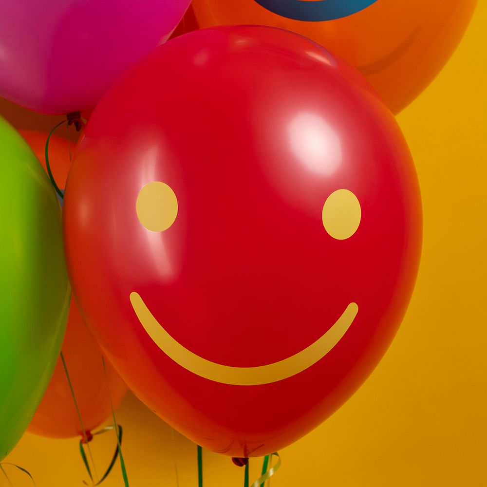 Шар (12''/30 см) Яркие смайлы, Ассорти, пастель, 2 ст, 25 шт.