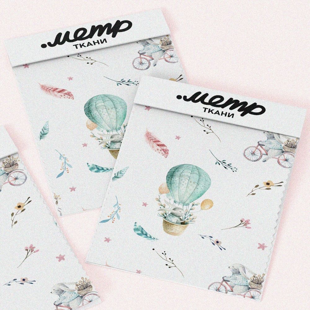 Ткань шелк Армани зайцы на воздушном шаре