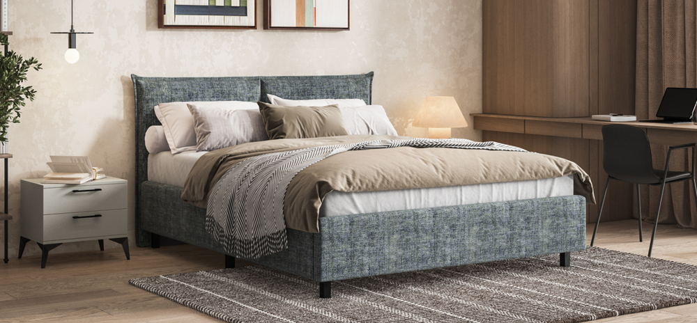 Лео Кровать 160*200 Шенилл Смарт серый