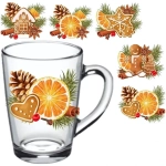 Кружка стеклянная 300мл «Со вкусом праздника» 5 видов в под/уп D1334/01