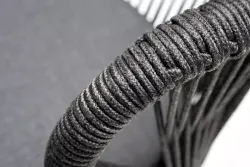 "Венето" обеденная группа на 6 персон со стульями "Милан", каркас темно-серый, роуп темно-серый