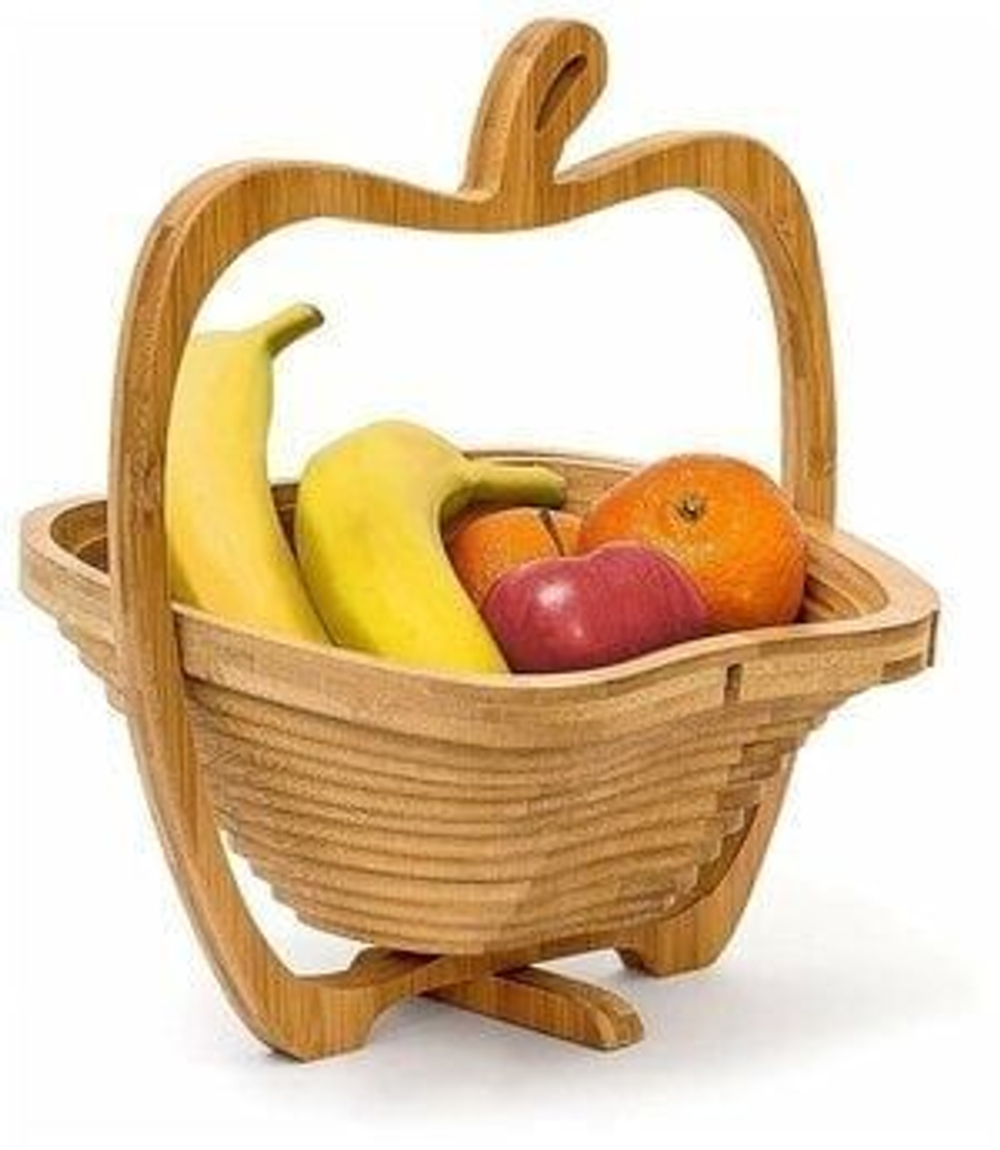 Складная корзина в форме яблока (размер 22,5x30x27 см, цвет бежевый)