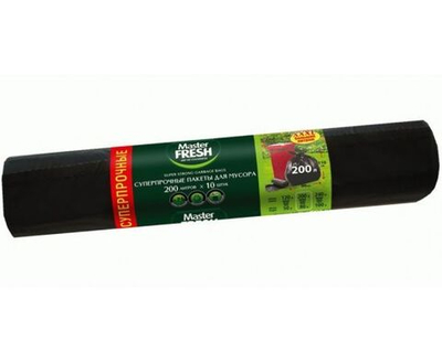 Мешки для мусора Master Fresh / Мастер Фреш Суперпрочные ХXXL, черные, 200л, 35мкм, в рулоне 10шт. / товары для дома (комплект из 2 шт)
