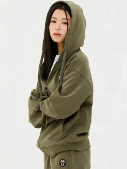 Худи на молнии с капюшоном с металлическим логотипом ladok