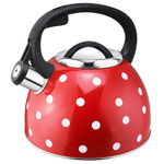 Чайник из нерж.стали Mallony "Maestria" (2.5л, со свистком, красный в белый горошек)