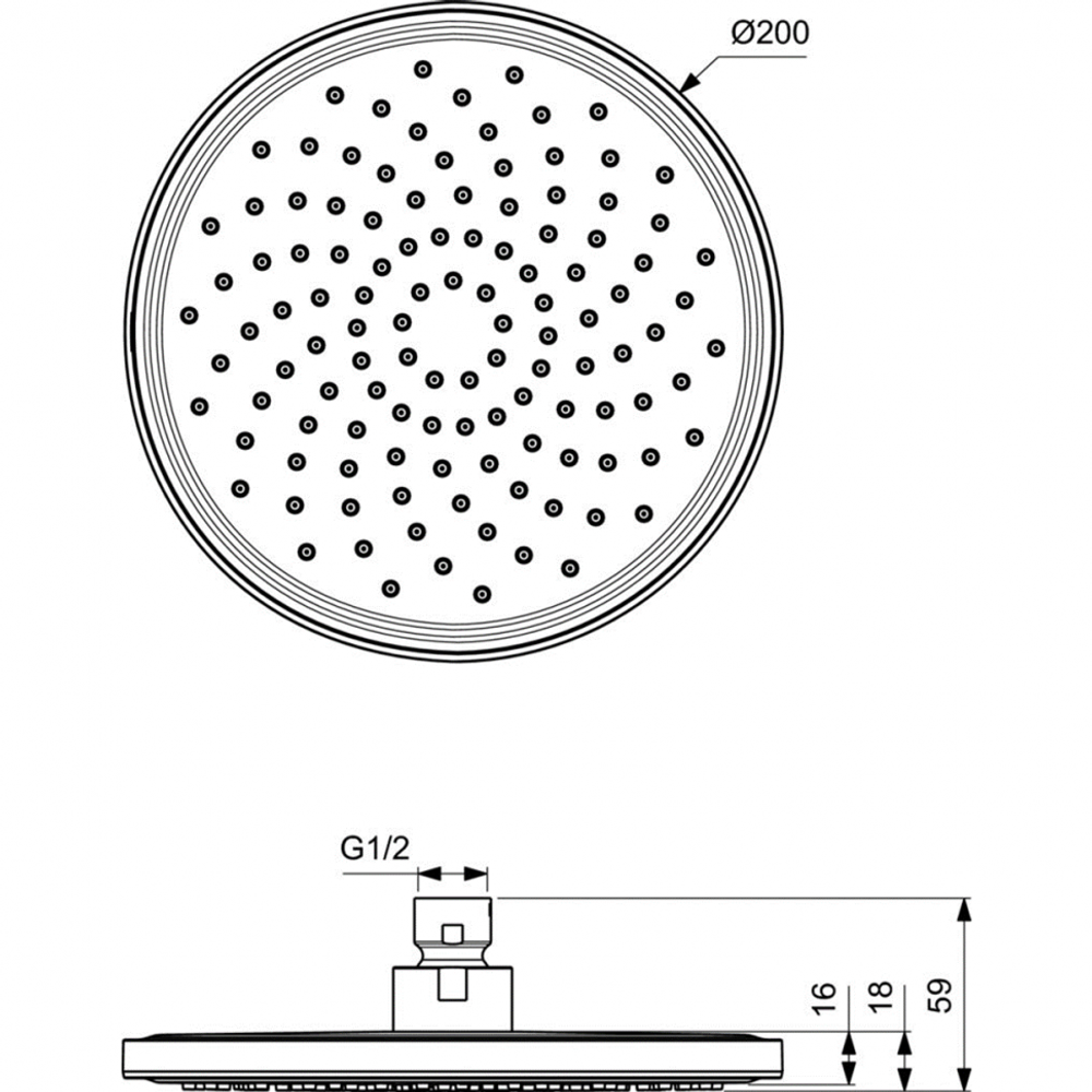 Верхний душ O200 мм  Ideal Standard BD140XG