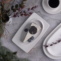 Блюдо прямоугольное 20,2*12,4 см h1,9 см с бортом Asymmetry белое фарфор NEW P.L. [6]