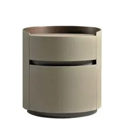 Прикроватная тумбочка 4165 с двумя ящиками, оливково-серая экокожа