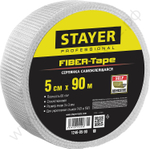 STAYER FIBER-Tape 5см х 90м 3х3 мм, Самоклеящаяся серпянка, PROFESSIONAL (1246-05-90)