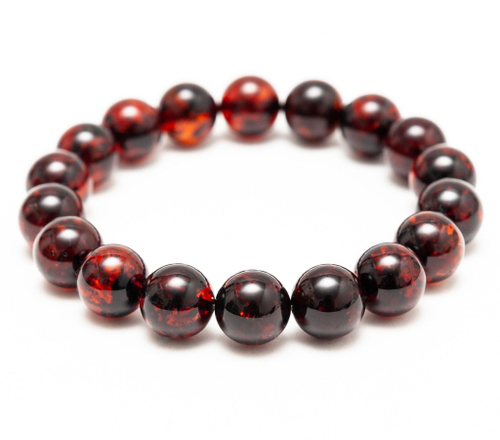 Браслет из янтаря мужской/женский, диаметр камня 8 мм