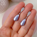 LEFIREL' Серьги серебряные женские "Амина" с жемчугом Swarovski / ювелирные украшения из родированного серебра 925