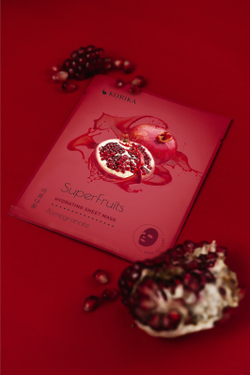 KORIKA SuperFruits Pomegranate - Set of 5 Hydrating Face Sheet Masks - набор масок для лица по сниженной цене Гранат (с увлажняющим эффектом) /   / GTIN 2800010655096