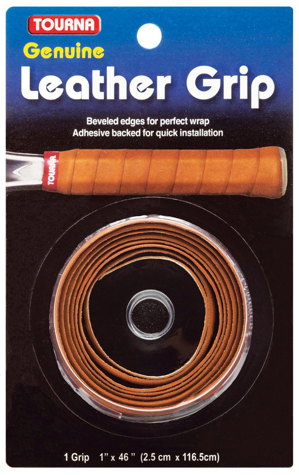 Намотки теннисные базовая Tourna Leather Grip brown 1P