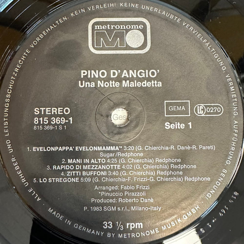 Pino D'Angio - Una Notte Maledetta (Германия 1983г.)